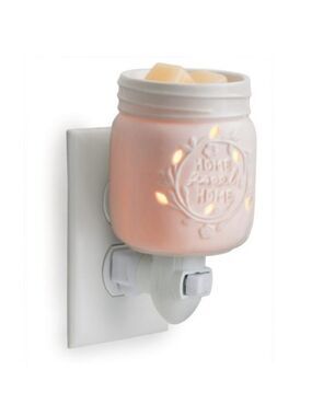 Mason Jar Pluggable Fragrance Warmer Ceramic Farmhouse Style "Home Sweet Home"